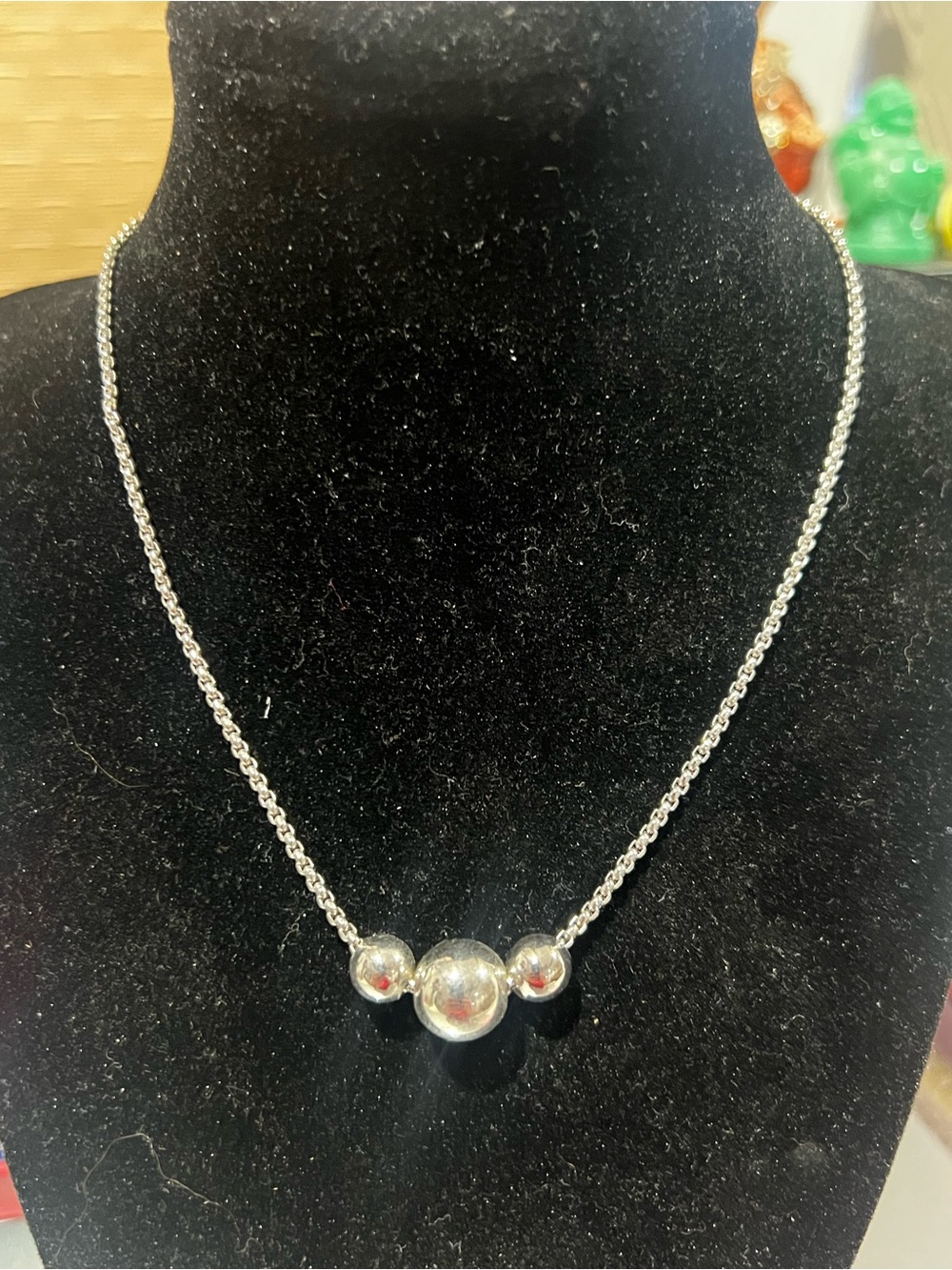New Silver Plated Triple Bead Necklace